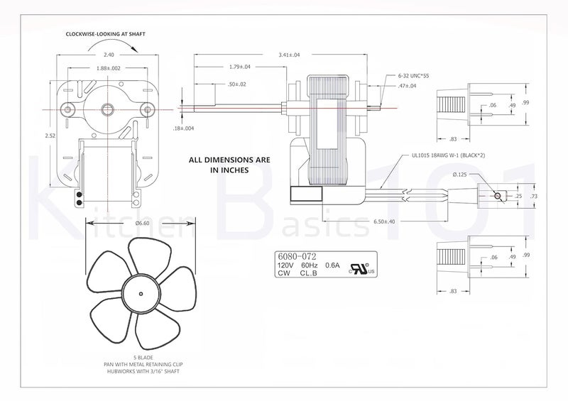 Kitchen Basics 101 S1200A000 Universal Bathroom Vent Fan Electric Motor Assembly Replacement for Broan NuTone 50CFM 3000 RPM 120V - Image 2
